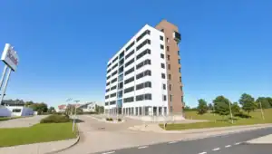 Modern kontorsbyggnad vid rondellen i Helsingborg.