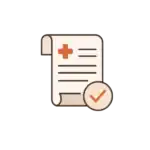Medicinsk journal med bockmarkering och dokument.