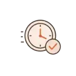 Klocka med checkmark som symbol för tidsbokning.
